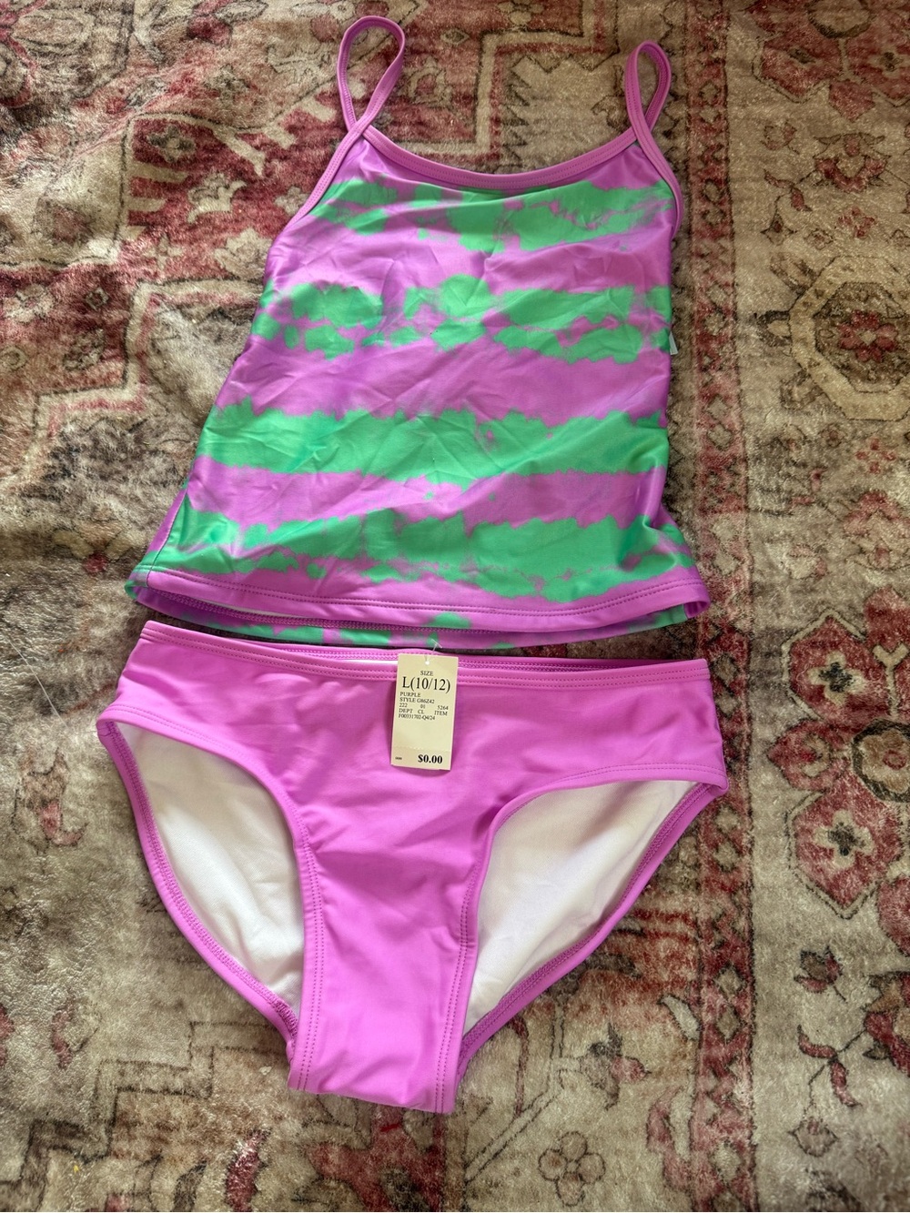 New cat & Jack two piece swimsuit size girls large
